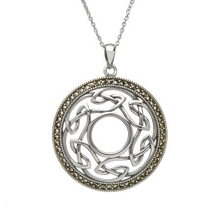 Sterling Silver Open Celtic Weave Marcasite Pendant Online Celtic Jewelry