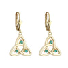 10K Yellow Gold Emerald Trinity Drop Earrings