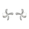 14K White Gold Diamond Shamrock Earrings