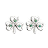 14K White Gold Emerald Shamrock Earrings