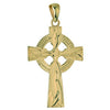 14K Yellow Gold Celtic Cross Hand Engraved 25MM