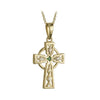 14K Yellow Gold Diamond Emerald Celtic Cross