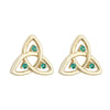 14K Yellow Gold Emerald Trinity Knot Stud Earrings