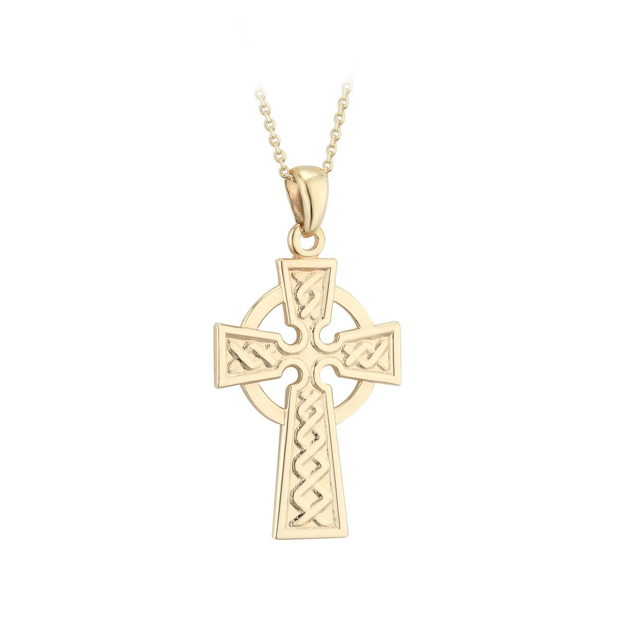 9ct Yellow Gold Emerald and Cubic Zirconia Celtic Cross Pendant – All Celtic  Jewellery