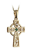 9K Yellow Gold Emerald Cubic Zirconia Cross Pendant