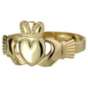 Mens 14K Yellow Gold Heavy Claddagh Ring