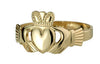 Mens 9K Yellow Gold Heavy Claddagh Ring