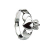 Mens Silver Claddagh Ring with Celtic Weave Shank