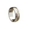 Mens White Gold 14K Celtic Weave Engraved Pattern Medium Width Ring with Heavy Rims