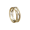Mens White Gold 14K Celtic Weave Narrow Ring with Light Yellow Gold Rims