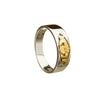 Mens White and Yellow Gold 10K Ring with Claddagh Insert and Motto Engraved Inside