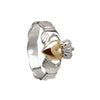 Silver and Yellow Gold 10K Claddagh Rinng with Celtic WeaveShank