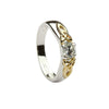 Silver and Yellow Gold 10K Ring with Celtic Knot Shoulders and Cubic Zirconia Stone