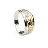 Silver and Yellow Gold 10K Ring with Celtic Knot Work Shoulders and Claddagh Detail