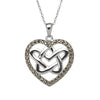 Sterling Silver Celtic Marcasite Double Heart Pendant