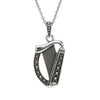 Sterling Silver Celtic Traditional Marcasite Harp Pendant