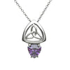 Sterling Silver Celtic Trinity with Amethyst Cubic Zirconia Pendant