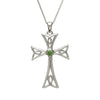 Sterling Silver Contemporary Celtic Cross with Green Cubic Zirconia