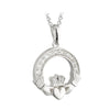 Sterling Silver Cubic Zirconia Claddagh Pendant Fal Box
