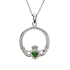 Sterling Silver Green Cubic Zirconia Claddagh Cluster Pendant