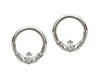 Sterling Silver Large Claddagh Cubic Zirconia Love Loyalty Friendship Stud Earrings