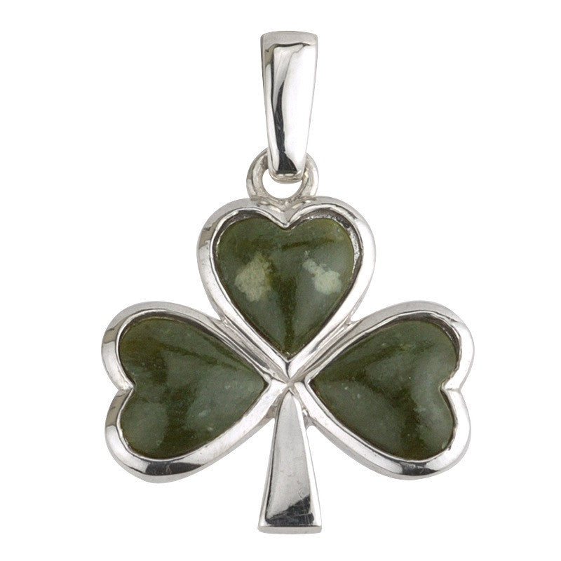 Sterling Silver Large Shamrock Connemara Marble Set Online
