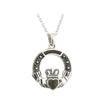 Sterling Silver Marble Marcasite Claddagh Pendant