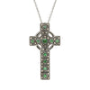 Sterling Silver Marcasite Emerald Set Celtic Cross