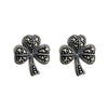Sterling Silver Marcasite Shamrock Stud Small