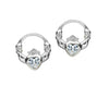 Sterling Silver Small Claddagh Cubic Zirconia Stud