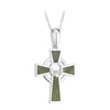 Sterling Silver Small Claddagh Marble Cross Pendant