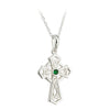 Sterling Silver Small Green Crystal Trinity Cross Pendant