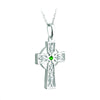 Sterling Silver Synthetic Emerald Cubic Zirconia Cross Pendant