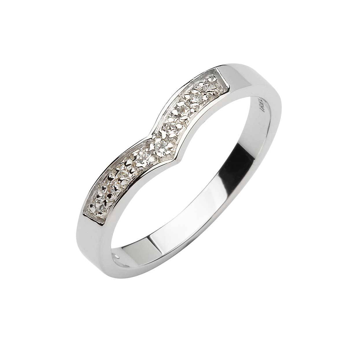 Platinum 7 Stone Diamond Wishbone Ring