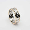 White Gold 14K Celtic Knot Open Design Ring with Light Yellow Gold Rims