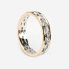 White Gold 14K Celtic Weave Narrow Ring Set with 0.10CT Diamonds and Light Yellow Gold Rims