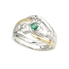 White Yellow Gold14K Two Tone Emerald Claddagh Ring