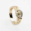 Yellow Gold 10K Celtic Design Claddagh Ring with Nua Emerald Cubic Zirconia