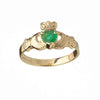 Yellow Gold 10K Claddagh Ring with Natural Emerald